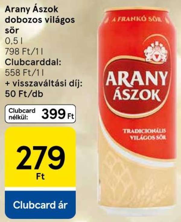 Arany Ászok dobozos világos sör