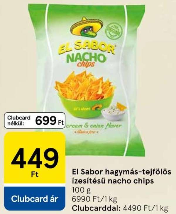 El Sabor hagymás-tejfölös ízesítésű nacho chips