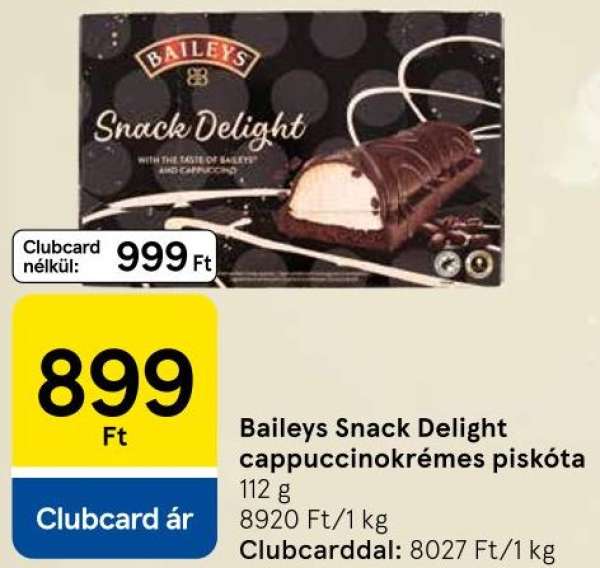 Baileys Snack Delight cappuccinokrémes piskóta