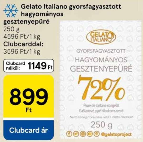 Gelato Italiano gyorsfagyasztott hagyományos gesztenyepüré