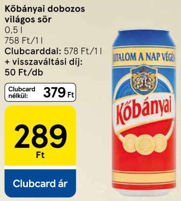 Kőbányai dobozos világos sör