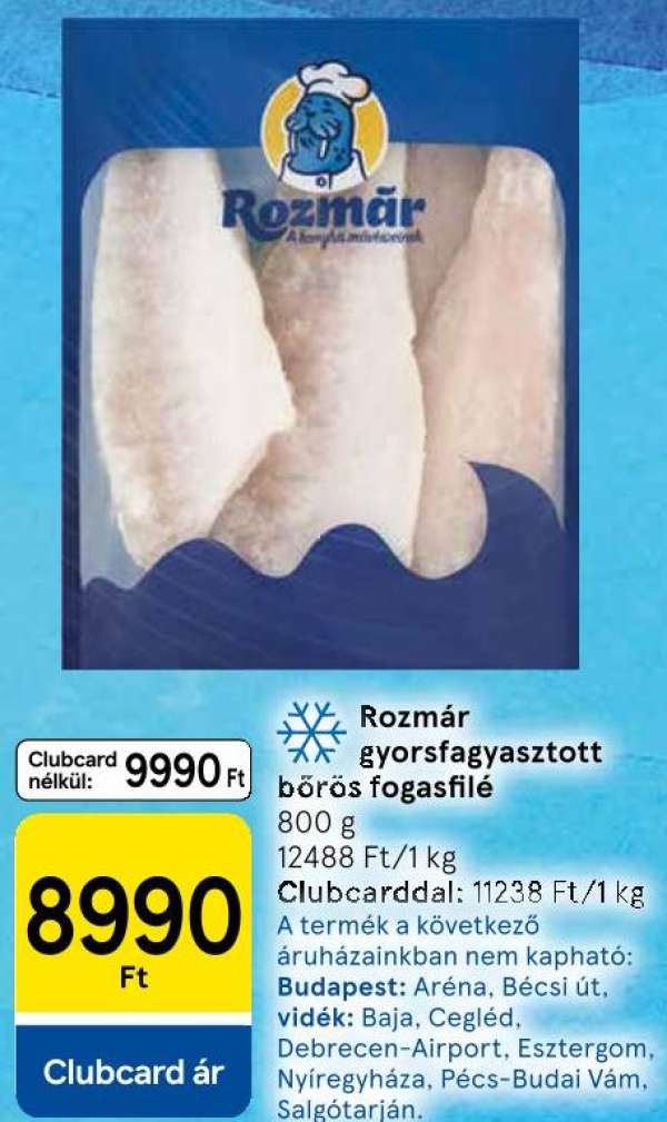 Rozmár gyorsfagyasztott bőrös fogasfilé