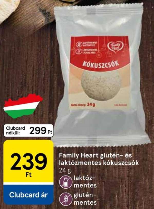 Family Heart glutén- és laktózmentes kókuszcsók