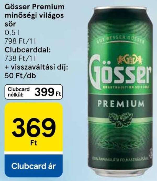 Gösser Premium minőségi világos sör