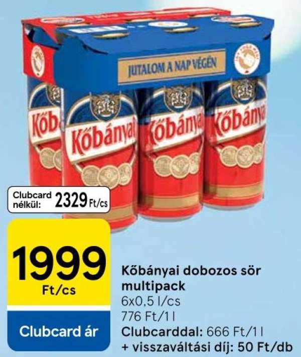 Kőbányai dobozos sör multipack