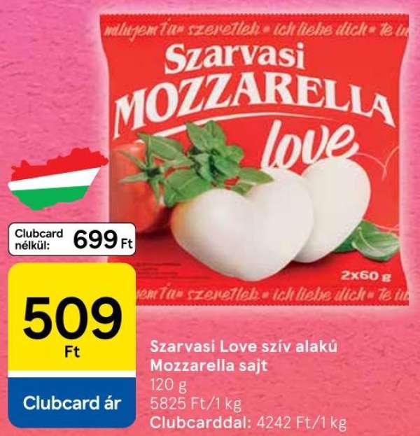 Szarvasi Love szív alakú Mozzarella sajt