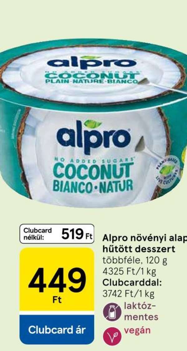 Alpro növényi alapú hűtött desszert