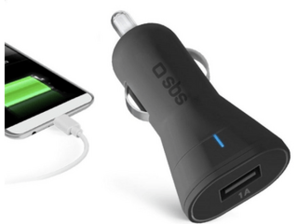 SBS 37232 Mini autós töltő 12/24V 1db USB, Fekete