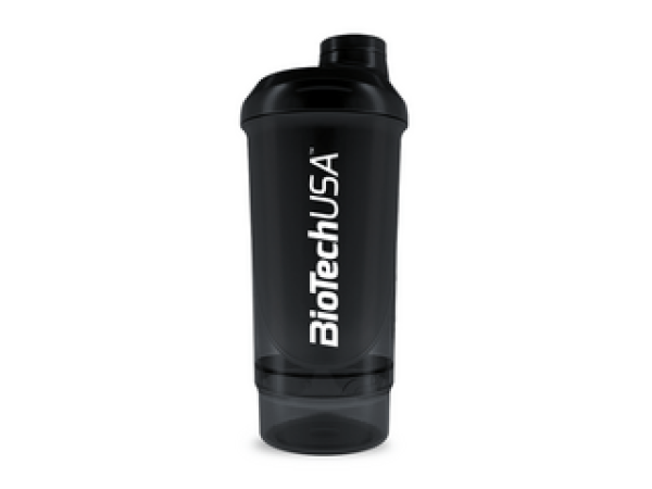 BioTechUSA Wave+ Compact 500 ml (+150 ml) keverőpalack, fekete-füst