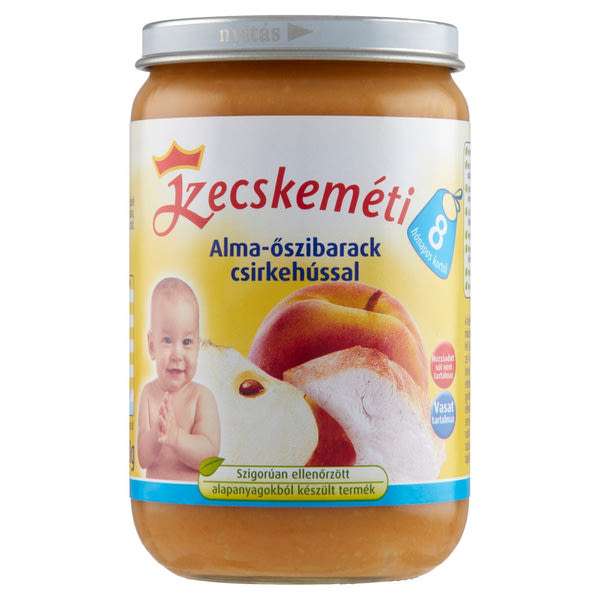 Kecskeméti bébiétel alma - őszibarack csirkehús ízesítéssel 8 hónapos kortól - 220 g