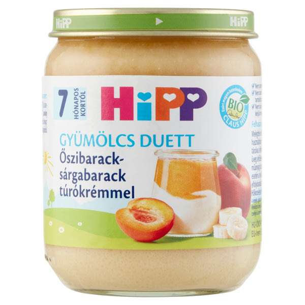 Hipp túrókrém őszibarackkal és sárgabarackkal 7 hónapos kortól - 160 g