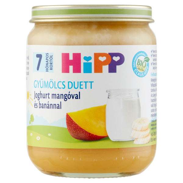 Hipp Bio joghurt mangóval és banánnal 7 hónapos kortól - 160 g