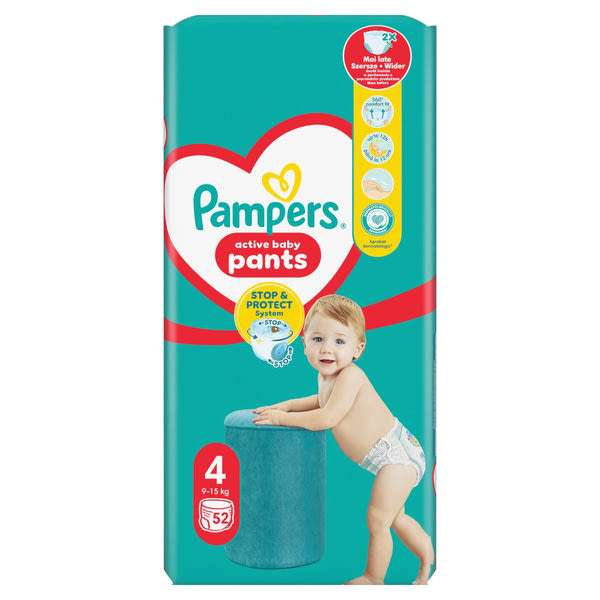 Pampers Active Baby Jumbo Pack bugyipelenka 9-15 kg, méret: 4 - 52 db