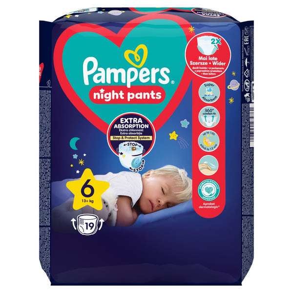 Pampers Night Pants éjszakai bugyipelenka 15+kg, méret: 6 - 19 db