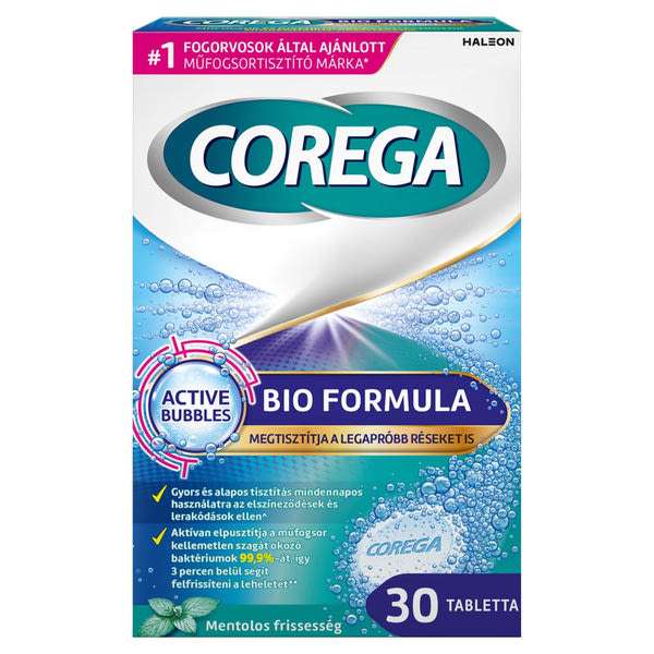 Corega Tabs Bio Formula műfogsortisztító tabletta - 30 db