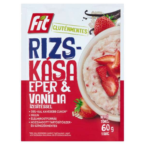 Fit Reggeli rizskása inulinnal, szárított eperdarabokkal és vaníliaízesítéssel - 60 g