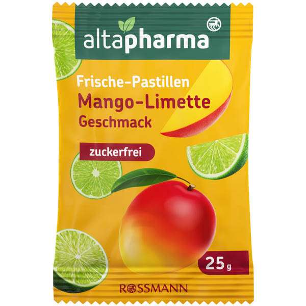 Altapharma mangó–lime ízű frissítő pasztilla - 25 g