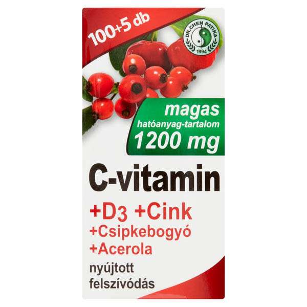 Dr. Chen Patika C-Vitamin 1200mg + D3 + Cink + Csipkebogyó + Acerola filmtabletta - 105 db