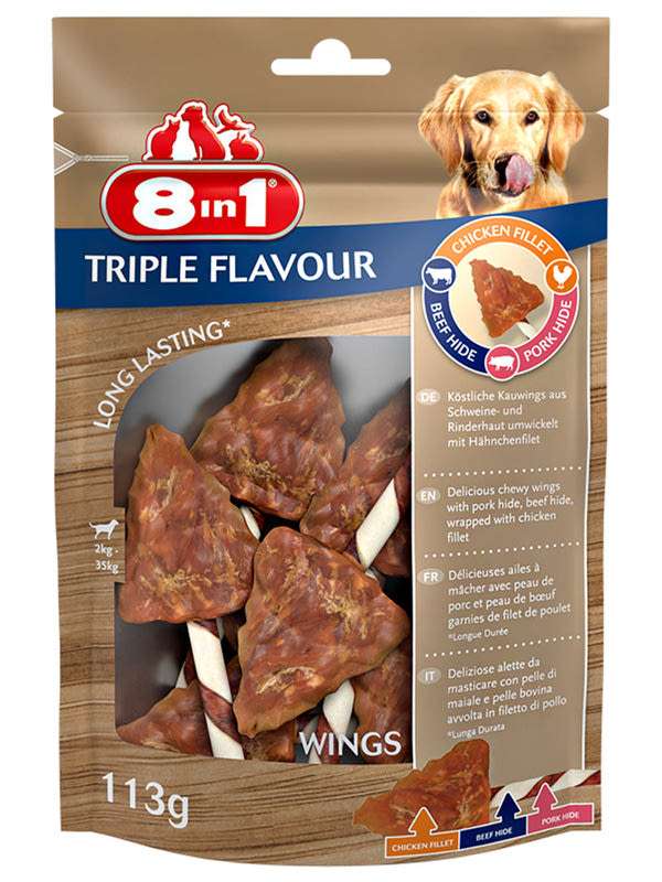 8 in 1 Triple Flavour Wings jutalomfalat kutyáknak - 113 g