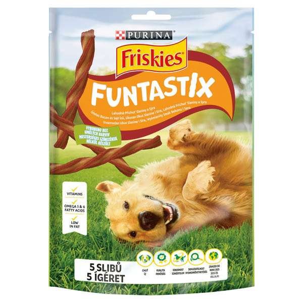 Friskies Funtastix bacon és sajt ízű kiegészítő állateledel felnőtt kutyák számára - 175 g
