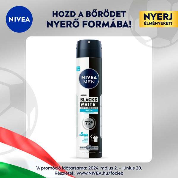 Nivea Men Black & White Invisible Fresh izzadásgátló dezodor - 200 ml