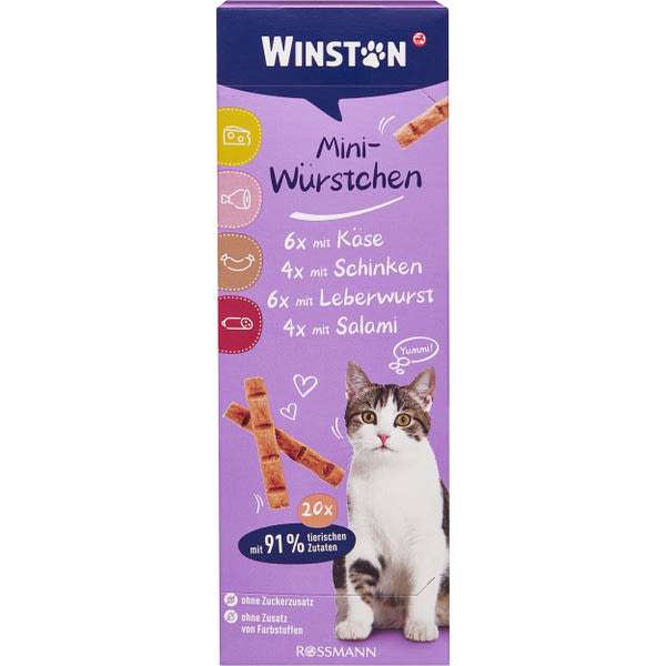 Winston mini kolbászkák sajttal, sonkával, májas hurkával és szalámival 20 db - 40 g