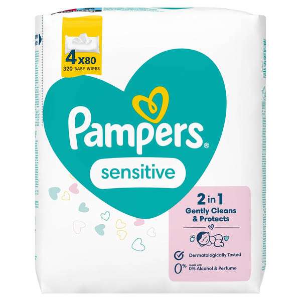 Pampers Sensitive nedves törlőkendő  (4x80) - 320 db
