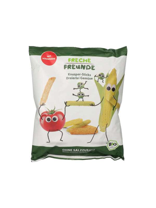 Freche Freunde Bio 3 zöldséges pálcikák snack, 1 éves kortól - 30 g