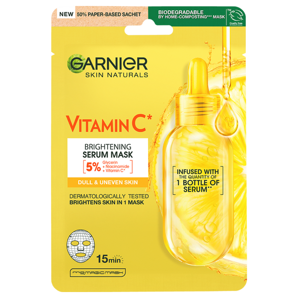Garnier Skin Naturals Ragyogást adó fátyolmaszk C-vitaminnal - 28 g