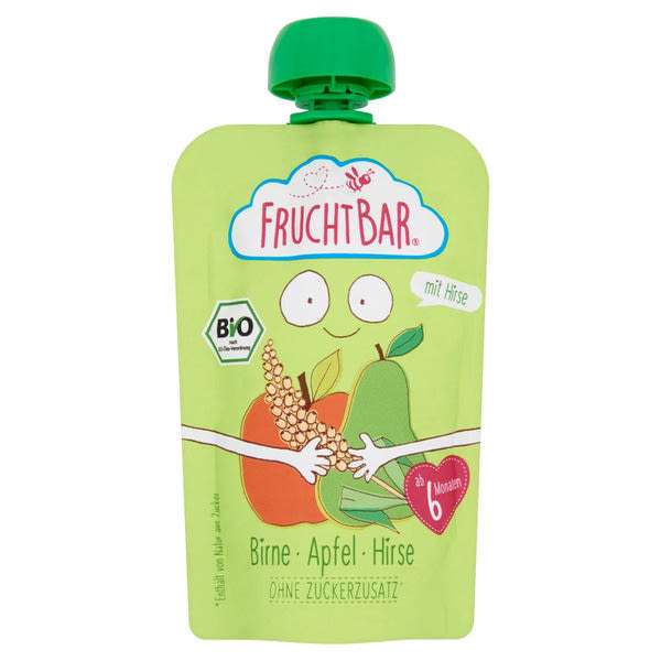 Fruchtbar Bio gyümölcspüré körte- alma- köles 6  hónapos kortól - 100 g