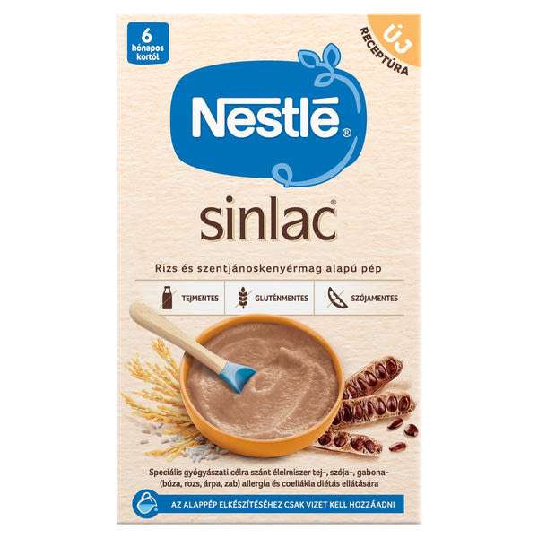 Nestlé Sinlac Neutral rizs-és szentjánoskenyérmag alapú pép 6 hónapos kortól - 650 g