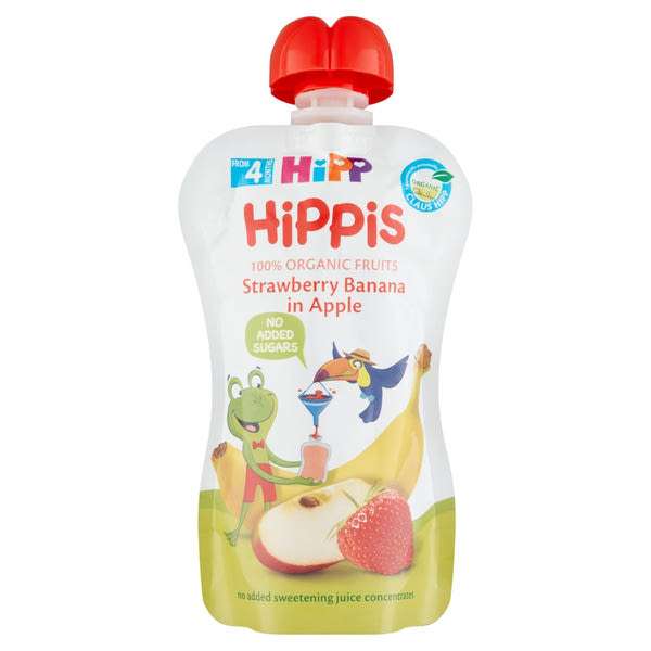Hipp gyümölcspüré eper - banán - alma 4 hónapos kortól - 100 g