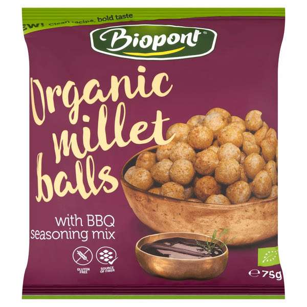 Biopont Bio gluténmentes extrudált kölesgolyó barbecue fűszerkeverékkel - 75 g
