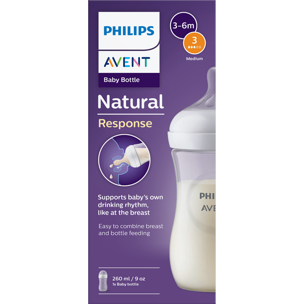 Avent Natural Response cumisüveg 3 hónapos kortól - 260 ml