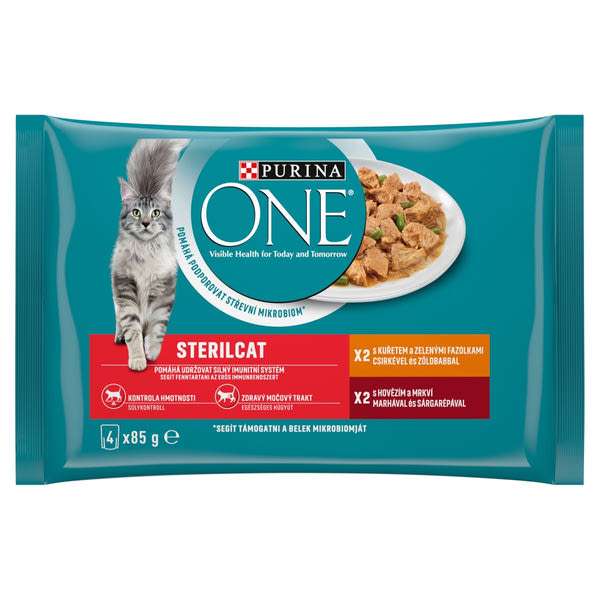 Purina One Sterilcat csirkével és marhával nedves macskaeledel 4 x 85 g - 340 g