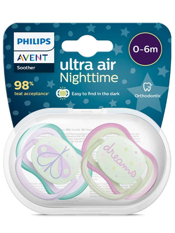 Philips Avent Ultra Air éjszakai játszócumi 0-6 hónapos korig - 2 db
