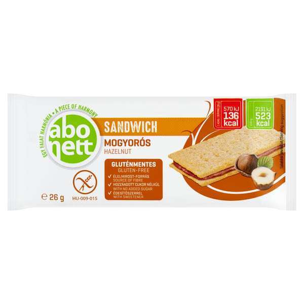 Abonett gluténmentes sandwich törökmogyorós - 26 g