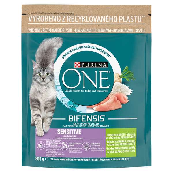 Purina One Sensitive pulykában gazdag száraz macskaeledel - 800 g