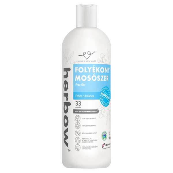 Herbow folyékony mosószer fehér ruhákhoz 33 mosás - 1 L