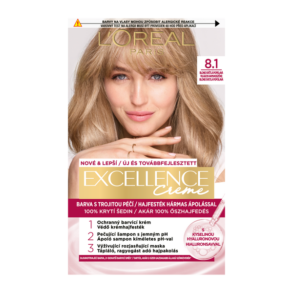 L'Oréal Paris Excellence krémes, tartós hajfesték 8.1 világos hamvasszőke - 1 db