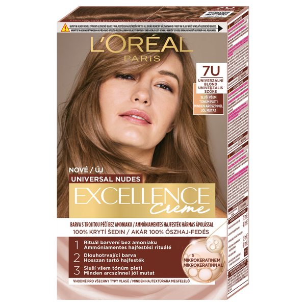 L'Oréal Paris Excellence Creme Universal Nudes krémhajfesték /7U szőke - 1 db