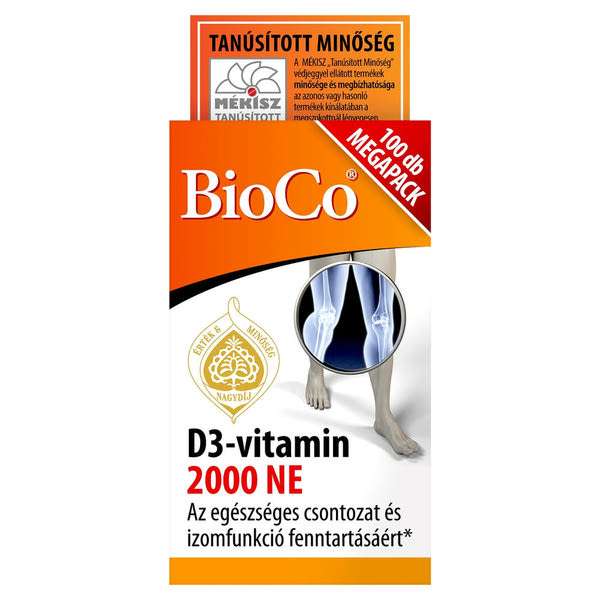 BioCo D3-vitamin 2000 NE étrend-kiegészítő tabletta - 100 db