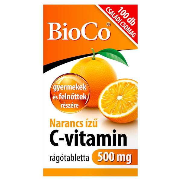 BioCo narancs ízű C-vitamin 500 mg rágótabletta - 100 db