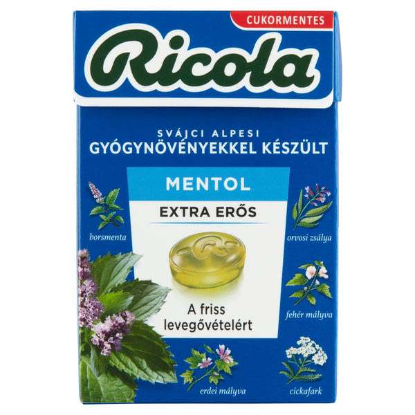 Ricola Mentol Extra Erős gyógynövénycukorka - 40 g