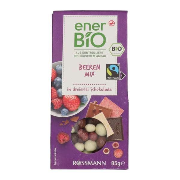 enerBio bogyós gyümölcs-mix háromféle csokoládéban - 85 g