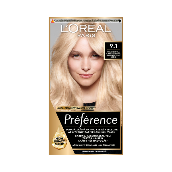 L'Oréal Paris Préférence tartós hajfesték /9.1 hamvas északi szőke - 1 db