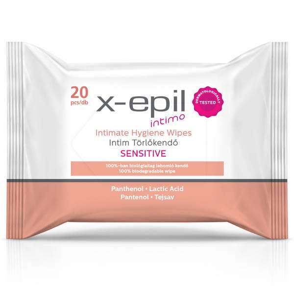 X-Epil Intimo Sensitive intim törlőkendő - 20 db