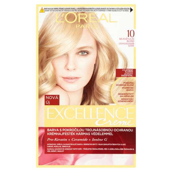 L'Oréal Paris Excellence krémes, tartós hajfesték 10 világosszőke - 1 db