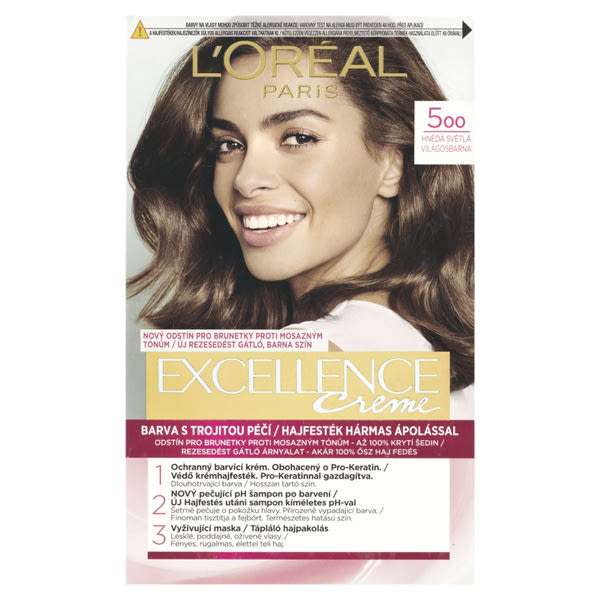 L'Oréal Paris Excellence krémes, tartós hajfesték 5 világosbarna - 1 db