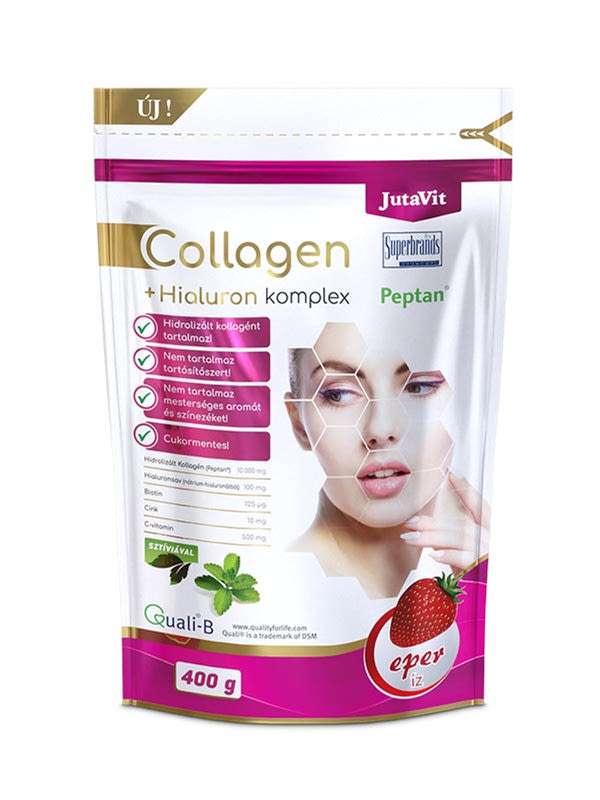 JutaVit Collagen+Hialuron Komplex italpor eper ízben - 400 g